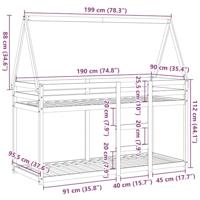 Stapelbed met dak massief grenenhout wit 90x190 cm - thumbnail