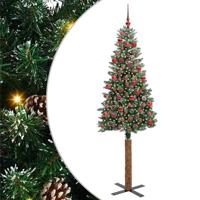VidaXL Slanke kerstboom groen 180 cm pvc en massief dennenhout - thumbnail