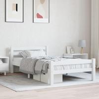 Bedframe massief grenenhout wit 100x200 cm - thumbnail