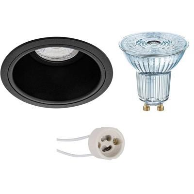 GU10 Inbouwspot Set - Mat Zwart - Inbouw Rond - Dimbaar - Verdiept - LEDVANCE Parathom PAR16 940 36D - Pragmi Minko Pro - 3.4W - Natuurlijk Wit 4000K - Ø90mm