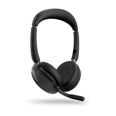 Jabra Evolve2 65 Flex Link380c UC On Ear headset Bluetooth Stereo Zwart Noise Cancelling Headset, Microfoon uitschakelbaar (mute), Volumeregeling, Inductie,