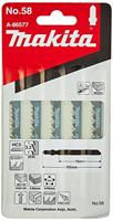 Zaagbladen voor hout/hoeveelheid: 5 / nr. 58 / dikte: 5 tot 65 mm / dikte: 5 tot 65 mm / lengte: 75 mm / type: HCS / tanden / inches: 8 Makita A-86577 - thumbnail