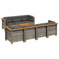 8-delige Loungeset met kussens poly rattan grijs - thumbnail