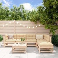 7-delige Loungeset met kussens massief teak - thumbnail
