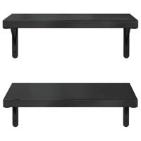 Wandschappen 2 st 50x30 cm roestvrijstaal zwart - thumbnail