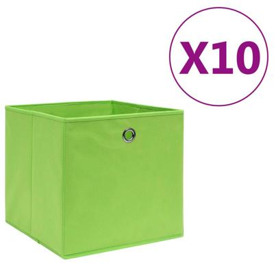 VidaXL Opbergboxen 10 st 28x28x28 cm nonwoven stof groen VidaXL Opbergboxen 10 st 28x28x28 cm nonwoven stof groen