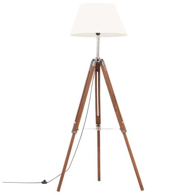 Vloerlamp driepoot 141 cm massief teakhout honingbruin en wit Vloerlamp driepoot 141 cm massief teakhout honingbruin en wit