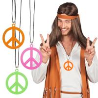 Hippie ketting fluor oranje - thumbnail
