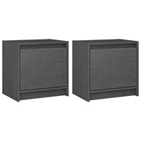Nachtkastjes 2st 40x30,5x40 cm massief grenenhout grijs - thumbnail