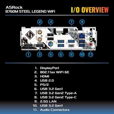 Asrock B760M Steel Legend WiFi Intel B760 LGA 1700 micro ATX - thumbnail