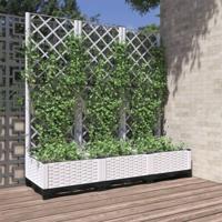 Plantenbak met trellis wit 120x40x121,5 cm PP - thumbnail