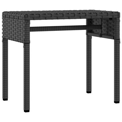 Ligbedden 2 st met luifels en tafel poly rattan zwart - thumbnail