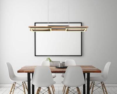 Globo Desing hanglampIlla zwart met hout - 67266H