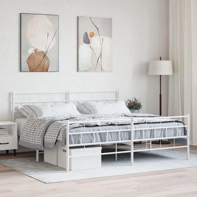 Bedframe met hoofd- en voeteneinde metaal wit 200x200 cm Bedframe met hoofd- en voeteneinde metaal wit 200x200 cm
