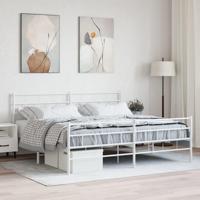 Bedframe met hoofd- en voeteneinde metaal wit 200x200 cm - thumbnail