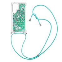 Lunso - Backcover hoes met koord - Samsung Galaxy S22 Ultra - Glitter Groen - thumbnail