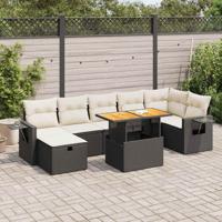 5-delige Loungeset met kussens poly rattan acacia zwart - thumbnail