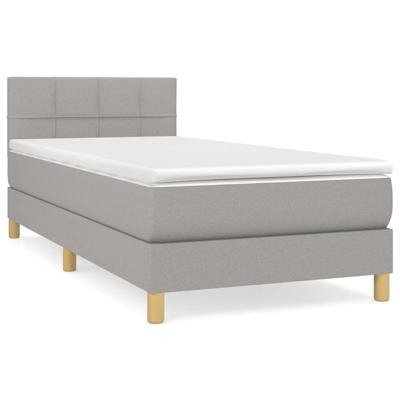 Boxspring met matras stof lichtgrijs 140x190 cm