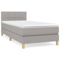Boxspring met matras stof lichtgrijs 90x200 cm - thumbnail