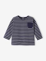 Gestreept T-shirt baby met lange mouwen blauw, gestreept - thumbnail