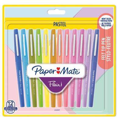 Fineliner Paper Mate Flair Pastel blister à 12 kleuren Fineliner Paper Mate Flair Pastel blister à 12 kleuren