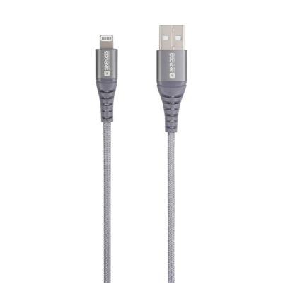 SKROSS USB-kabel, USB-C 2.0 naar Lightning-kabel, vlechten, 2,00 m Space Gray