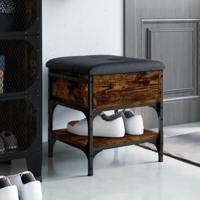 Schoenenbank 42x42x45 cm bewerkt hout gerookt eikenkleurig - thumbnail