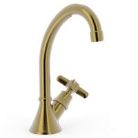 Tres Clasic gebogen fonteinkraan verouderd messing - thumbnail