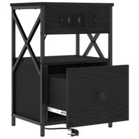 Nachtkastje 2 pcs Zwart eiken 40 x 31 x 60 cm Bewerkt hout - thumbnail