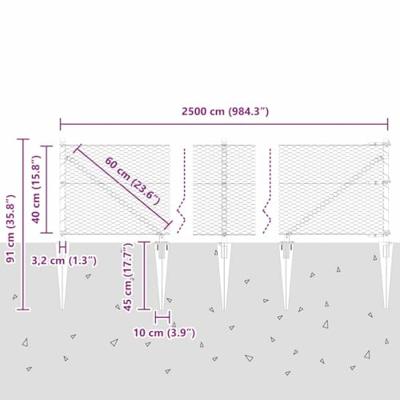 VidaXL Afrasteringspaal zilver 25 x 0,4 m (25 mm gaas) staal