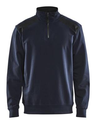 Blåkläder Sweatshirt bicolour met halve rits 33531158 | Donker marineblauw/Zwart | Maat XXL - 7330509656679