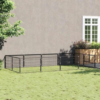 VidaXL Hondenkennel 8 m² staal zwart