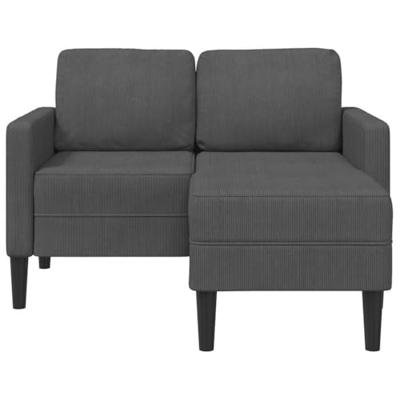Tweezitsbank met chaise longue L-vormig donkergrijs 125 cm linnen
