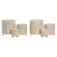 Grondlegger Home ESPRIT Wit Groen Roze Keramisch Blommor Shabby Chic 13,7 X 13,7 X 14,7 CM (3 Onderdelen) (2 Stuks) - thumbnail
