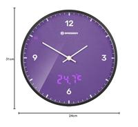 BRESSER MyTime LEDsec wandklok 24 cm met temperatuurweergave (purple) - thumbnail
