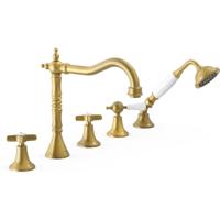 Badrandkraan Tres Clasic Mengkraan Incl. Omstelknop en Handdouche Verouderd Messing - thumbnail