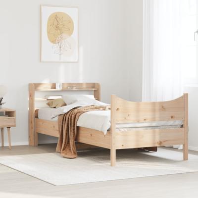 Bedframe met hoofdbord massief grenenhout 140x190 cm - thumbnail