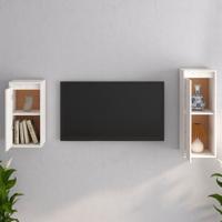 Tv-meubelen 2 st massief grenenhout wit - thumbnail