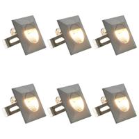 VidaXL Led-buitenwandlampen 6 st 2 w vierkant zilverkleurig - thumbnail