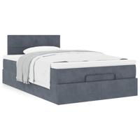 Ottoman bed met matras 90x190cm fluweel donkergrijs - thumbnail