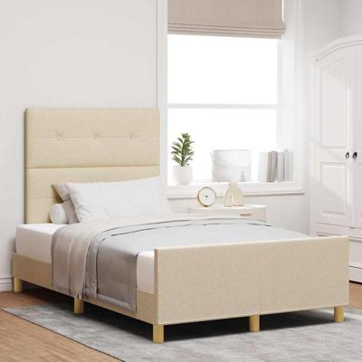 Bedframe met hoofdeinde Crème 120 x 190 cm Stof