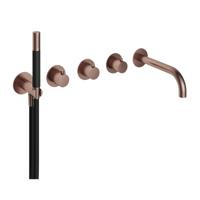 Hotbath Cobber Afbouwdeel - Inbouw Badthermostaat met 2 Stopkranen met Uitloop - Geborsteld Koper - thumbnail