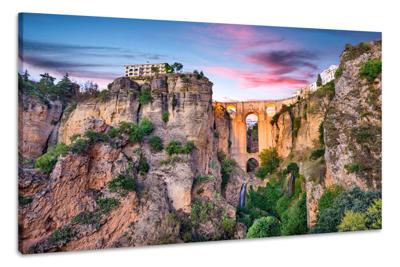 Schilderij -Ronda, Spanje, Puente Nuevo-brug , 2 maten, wanddecoratie , premium print
