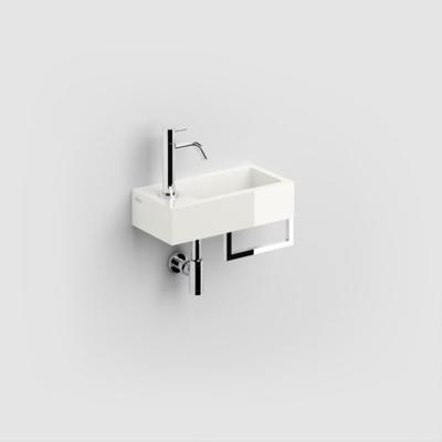 Fontein Clou Flush 3 36x18x9cm Mineraal Marmer Glans Wit Met Handdoekhouder Chroom (Met Voorbewerkt Kraangat Links) Fontein Clou Flush 3 36x18x9cm Mineraal Marmer Glans Wit Met Handdoekhouder Chroom (Met Voorbewerkt Kraangat Links)