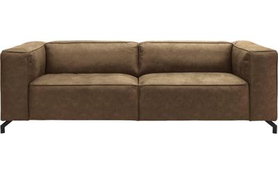 Goossens Bank Calvin groen, micro leer, 3,5-zits, modern design