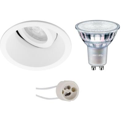 GU10 Inbouwspot Set - Mat Wit - Inbouw Rond - Kantelbaar - Philips - MASTER 927 36D VLE - DimTone Dimbaar - Pragmi Zano Pro - 4.9W - Warm Wit 2200K-2700K - Ø93mm