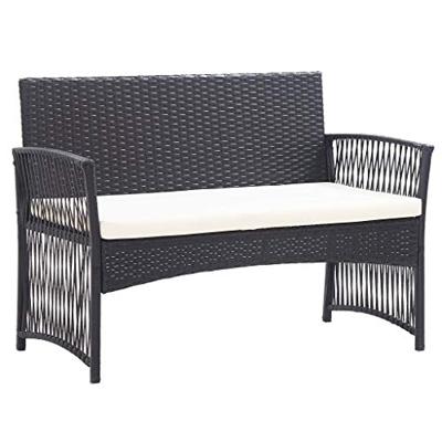 4-delige Loungeset met kussen poly rattan zwart 4-delige Loungeset met kussen poly rattan zwart