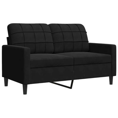 3-delige Loungeset met kussens fluweel zwart - thumbnail