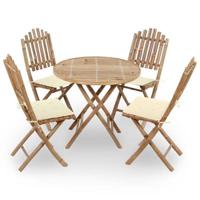 5-delige Tuinset inklapbaar met kussens bamboe