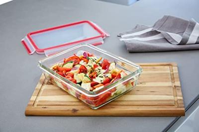 Emsa Clip & Close Vershoudbakje 3 l Glas Met deksel, Waterdicht, BPA-vrij Transparant, Rood 600745